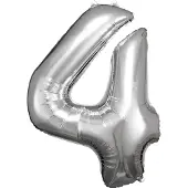 Amscan Folieballon Cijfer 4 Junior 66 X 88 Cm Zilver