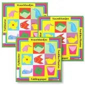Merkloos 10 Pakjes Vouwblaadjes 12X12cm - 90 Vel - 5 Kleuren (10 pakjes)