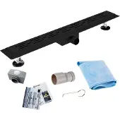 SaniGoods Nura douchegoot met flens 80cm zwart mat