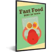 PosterMonkey Fotolijst incl. Poster - Hamburger - Vintage - Groen - Mancave - Fast food - Best in town - 60x90 cm - Posterlijst