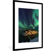 PosterMonkey Fotolijst incl. Poster - Aurora - Brug - Sneeuw - 60x90 cm - Posterlijst