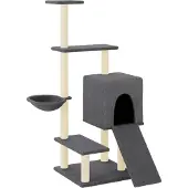 vidaXL Kattenmeubel met sisal krabpalen 130,5 cm donkergrijs