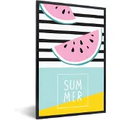 PosterMonkey Fotolijst incl. Poster - Watermeloen - Fruit - Quote - 60x90 cm - Posterlijst