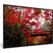 PosterMonkey Fotolijst incl. Poster - Brug door een park met Japanse esdoorns - 120x80 cm - Posterlijst