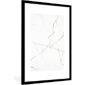 PosterMonkey Fotolijst incl. Poster - Marmer - Wit - Goud - 80x120 cm - Posterlijst