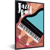 PosterMonkey Fotolijst incl. Poster - Jazz band - Piano - Muziek - Quotes - 60x90 cm - Posterlijst