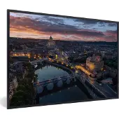 PosterMonkey Fotolijst incl. Poster - Rome - Nacht - Italië - 90x60 cm - Posterlijst