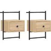 vidaXL Nachtkastjes 2 st wandgemonteerd 35x30x51 cm hout sonoma eiken