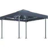vidaXL Prieel met LED-lichtslinger 300x300 cm aluminium antracietkleur