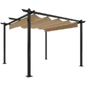 vidaXL Tuinprieel met uittrekbaar dak 3x3 m taupe