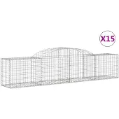 vidaXL Gabionen met boogvorm, 15 stuks, 300x50x60/80 cm, verzinkt staal