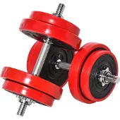HOMCOM HOMdotCOM Halterset verstelbaar 20 kg barbell & dumbbell fitness oefening thuis