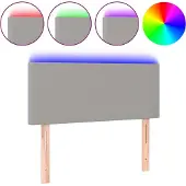 vidaXL Hoofdbord LED 100x5x78/88 cm stof lichtgrijs