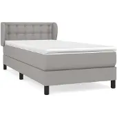vidaXL Boxspring met matras stof lichtgrijs 90x200 cm