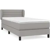 vidaXL Boxspringbed met matras, lichtgrijs, 90x190 cm, gestoffeerd