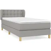 vidaXL Boxspring met matras stof lichtgrijs 90x200 cm
