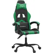 vidaXL Gamestoel draaibaar kunstleer zwart en groen