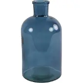 Countryfield vaas - zeeblauw/transparant - glasA‚A - apotheker fles - D14 x H27 cm - Vazen