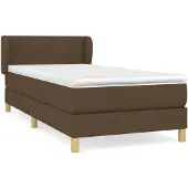 vidaXL Boxspring met matras stof donkerbruin 100x200 cm