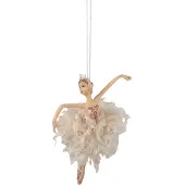 Clayre & Eef Kersthanger Ballerina 15 cm Roze Beige Polyresin Kerstboomversiering Roze Kerstboomversiering