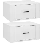 vidaXL Nachtkastjes 2 st wandgemonteerd 50x36x25 cm hoogglans wit