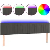 vidaXL Hoofdbord LED 200x5x78/88 cm fluweel donkergrijs