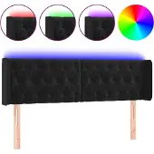 vidaXL Hoofdbord LED 163x16x78/88 cm fluweel zwart