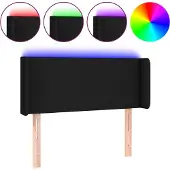 vidaXL Hoofdbord LED 93x16x78/88 cm stof zwart