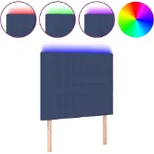 vidaXL Hoofdbord LED 90x5x118/128 cm stof blauw