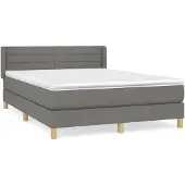 DKD Home Decor Boxspring met matras stof donkergrijs 140x190 cm