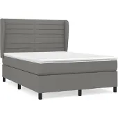 vidaXL Boxspring met matras stof donkergrijs 140x200 cm