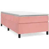 vidaXL Boxspring bed fluweel roze 100x200 cm