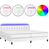 vidaXL Boxspring met matras en LED kunstleer wit 200x200 cm
