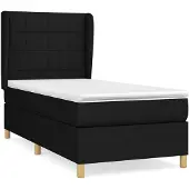 vidaXL Boxspring met matras stof zwart 100x200 cm
