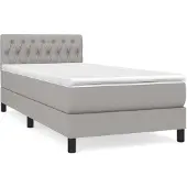 vidaXL Boxspring met matras stof lichtgrijs 90x190 cm