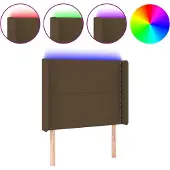 vidaXL Hoofdbord LED 103x16x118/128 cm stof donkerbruin