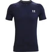 Under Armour UA HG Armour Fitted SS-BLU Heren Sportshirt - Midnight Navy - Wit