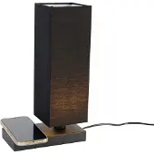 TRIO Zwarte schemerlamp Haley met Qi charger