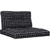 vidaXL Palletkussens 2 st stof ruitpatroon zwart