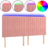 vidaXL Hoofdbord LED 160x5x118/128 cm fluweel roze
