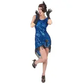 Vegaoo Blauwe Charleston kostuum voor vrouwen - Verkleedkleding - Medium
