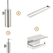 Guido Gusto Toilet accessoires set Rvs design met beugel en zeepdispenser