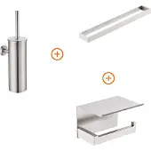 Guido Gusto Toilet accessoires set volledig Rvs design met beugel