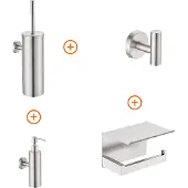 Guido Gusto Toilet accessoires set Rvs design met zeepdispenser