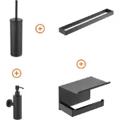 Guido Gusto Toilet accessoires set Mat zwart exclusief met beugel en zeepdispenser