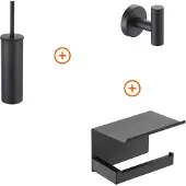 Guido Gusto Toilet accessoires set Mat zwart exclusief
