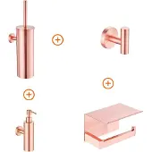 Guido Gusto Toilet accessoires set Mat rose goud design met zeepdispenser
