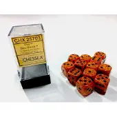Chessex Vuurgespikkeld D6 16mm Dobbelsteen Set (12 stuks)