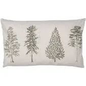 Clayre & Eef Kussenhoes 30x50 cm Beige Groen Polyester Dennenbomen Sierkussenhoes Beige Sierkussenhoes