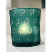 Pomax Groene waxinelichthouder met print van waterijsjes